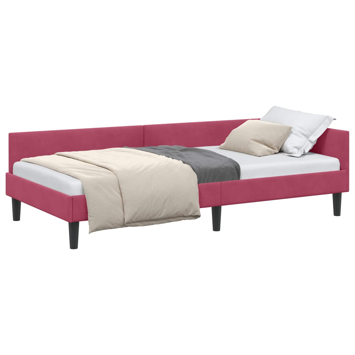 vidaXL Κρεβάτι Γωνίας Κόκκινο 90 x 190 cm Βελούδο
