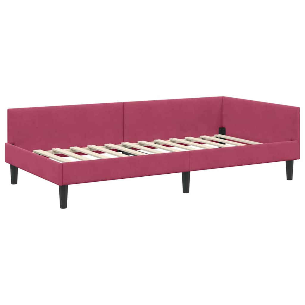 vidaXL Κρεβάτι Γωνίας Κόκκινο 90 x 190 cm Βελούδο