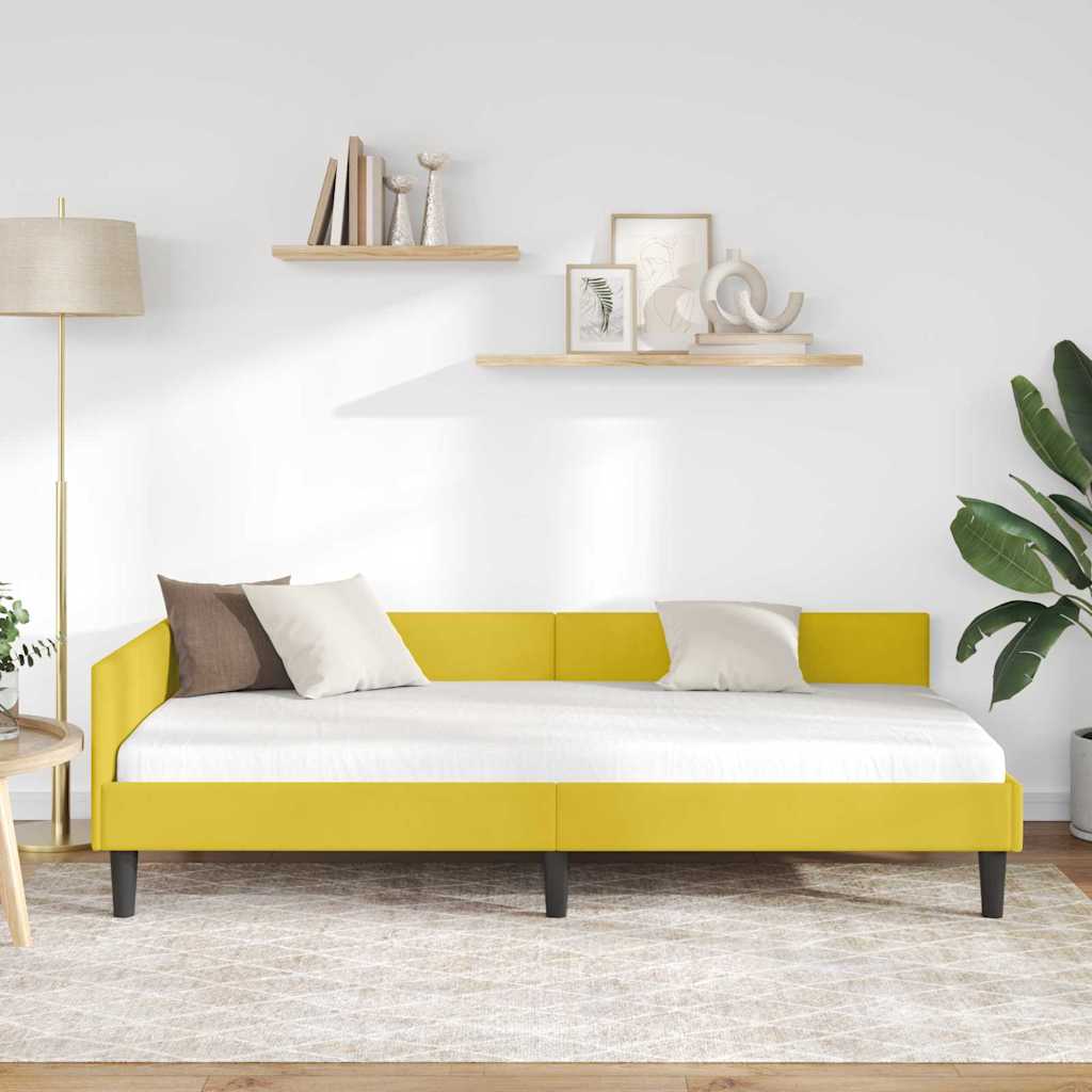 vidaXL Κρεβάτι Γωνίας Κίτρινο 90 x 190 cm Βελούδο
