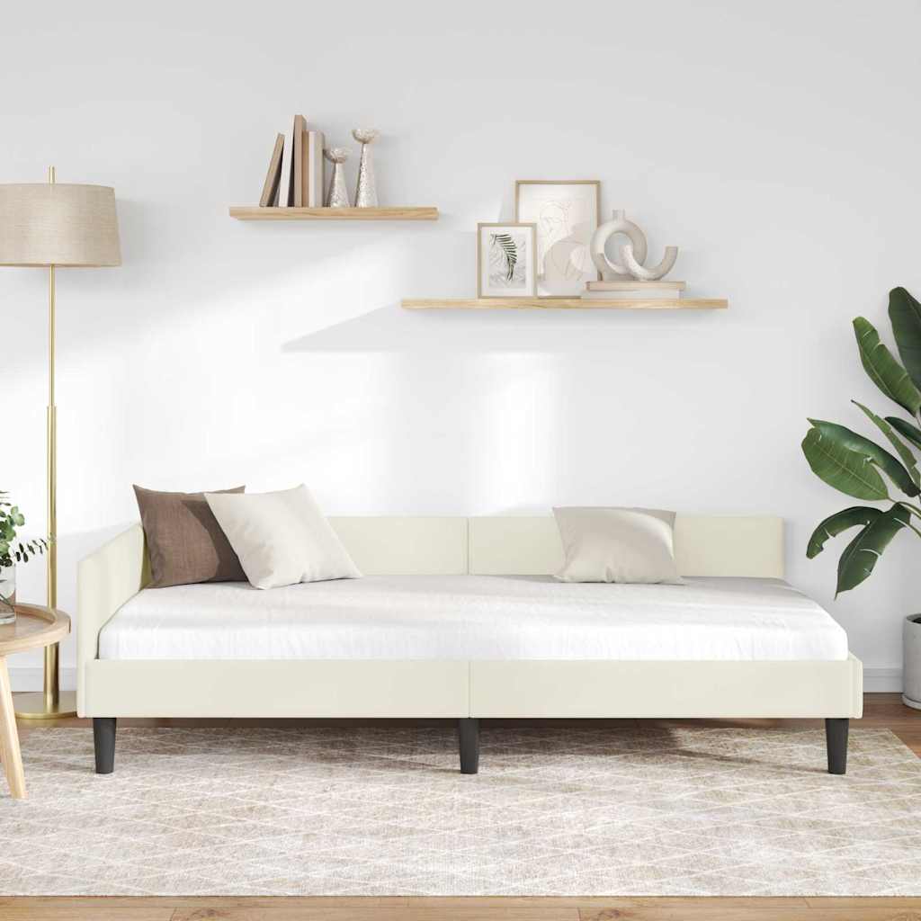 vidaXL Κρεβάτι Γωνίας Κρεμ 90 x 190 cm Βελούδο