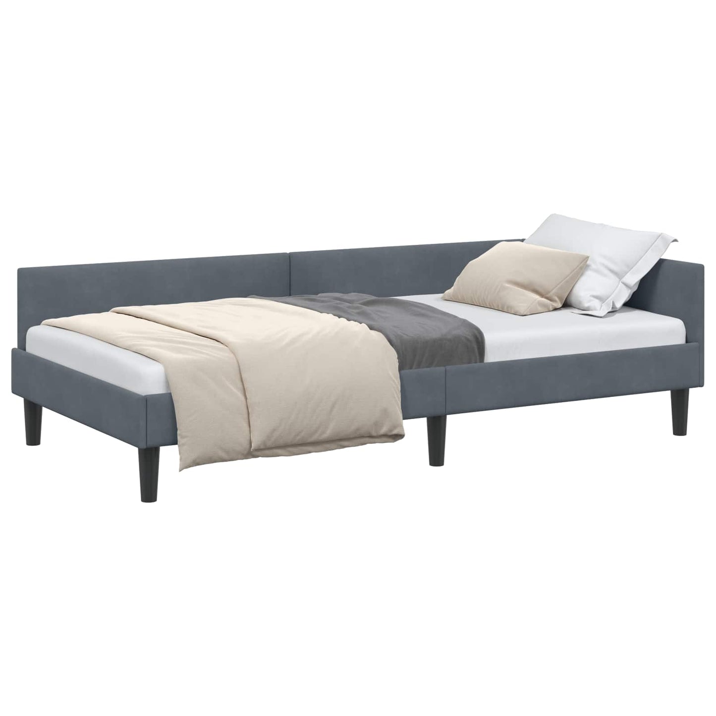 vidaXL Κρεβάτι Γωνίας Σκούρο Γκρι 90 x 200 cm Βελούδο