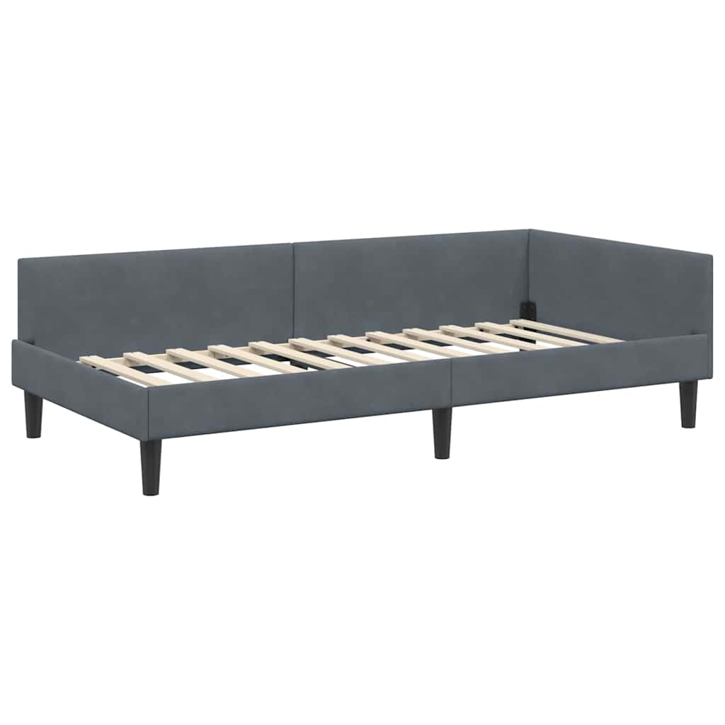 vidaXL Κρεβάτι Γωνίας Σκούρο Γκρι 90 x 200 cm Βελούδο