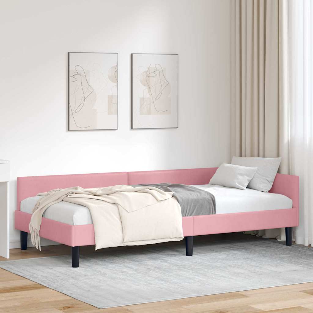 vidaXL Κρεβάτι Γωνίας Ροζ 90 x 200 cm Βελούδο