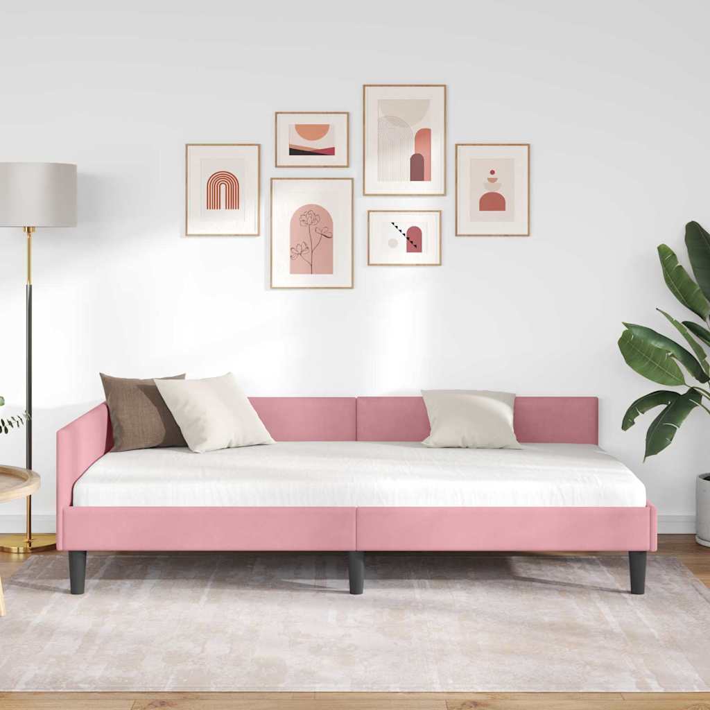 vidaXL Κρεβάτι Γωνίας Ροζ 90 x 200 cm Βελούδο