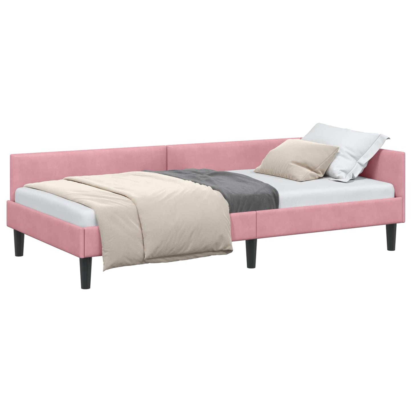 vidaXL Κρεβάτι Γωνίας Ροζ 90 x 200 cm Βελούδο