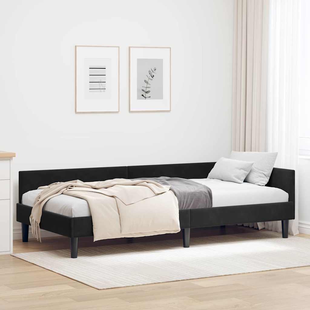 vidaXL Κρεβάτι Γωνίας Μαύρο 90 x 200 cm Βελούδο
