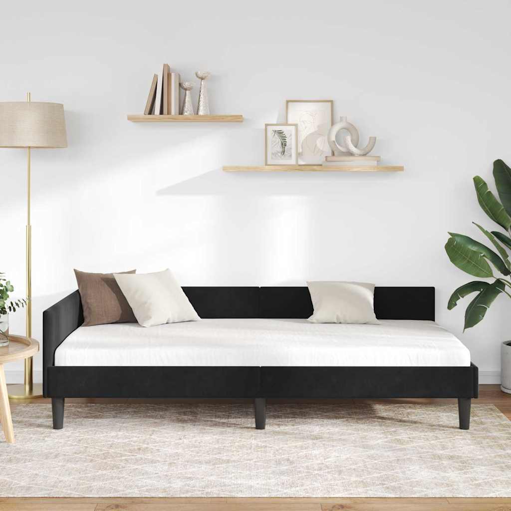 vidaXL Κρεβάτι Γωνίας Μαύρο 90 x 200 cm Βελούδο