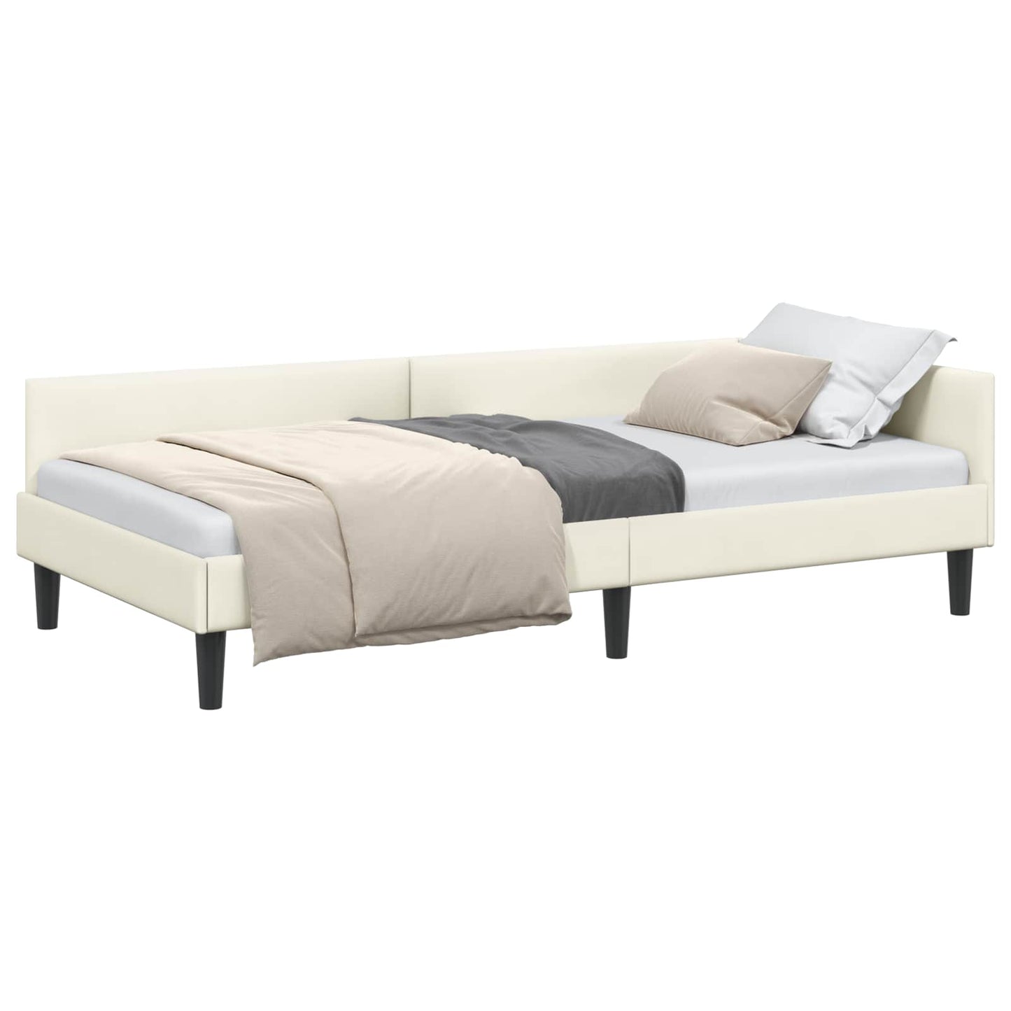 vidaXL Κρεβάτι Γωνίας Κρεμ 100 x 200 cm Βελούδο