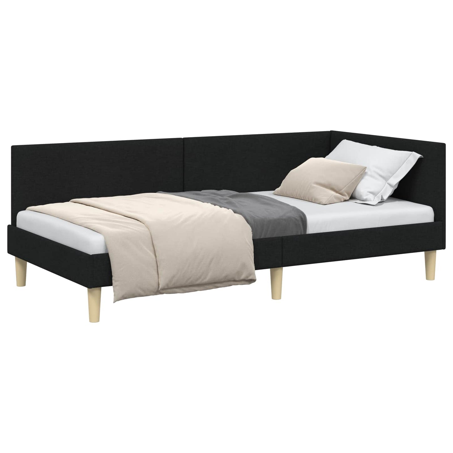 vidaXL Κρεβάτι Γωνίας Μαύρο 80 x 200 cm Ύφασμα