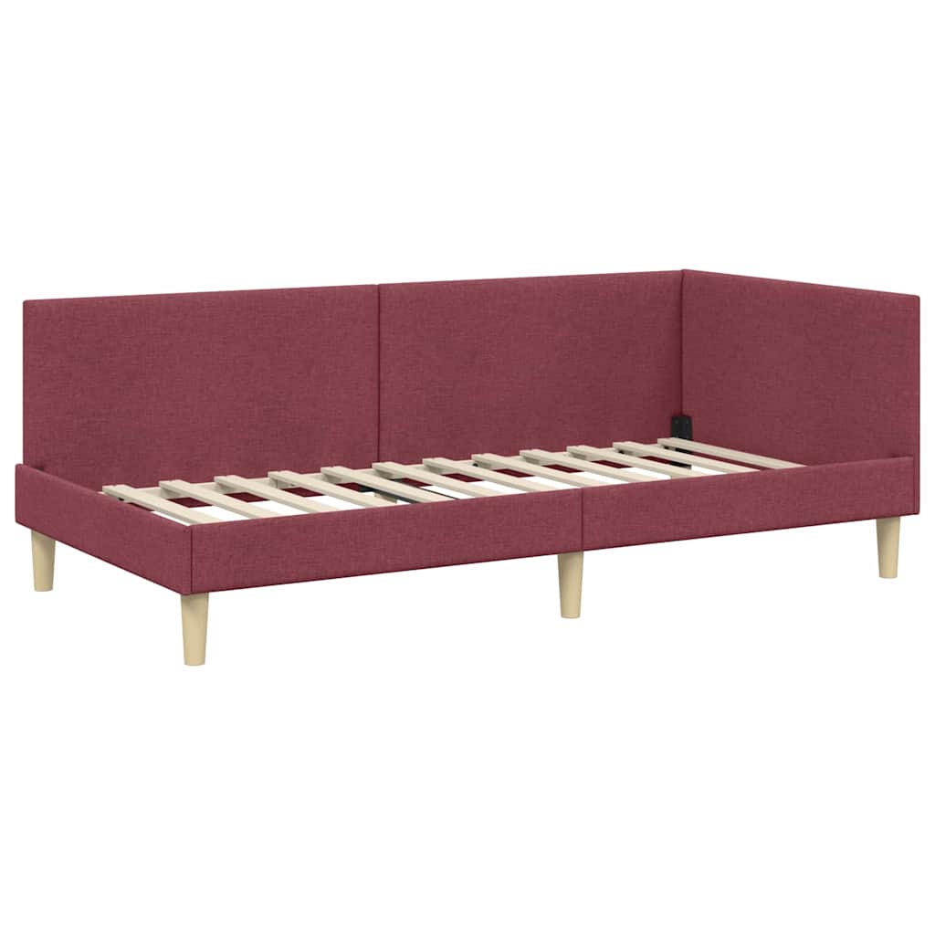 vidaXL Κρεβάτι Γωνίας Κόκκινο 90 x 190 cm Ύφασμα