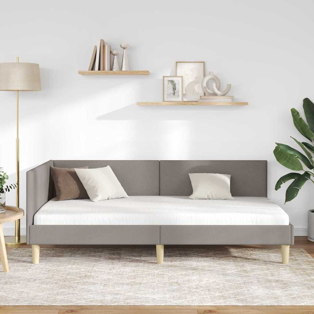 vidaXL Κρεβάτι Γωνίας Taupe 90 x 190 cm Ύφασμα