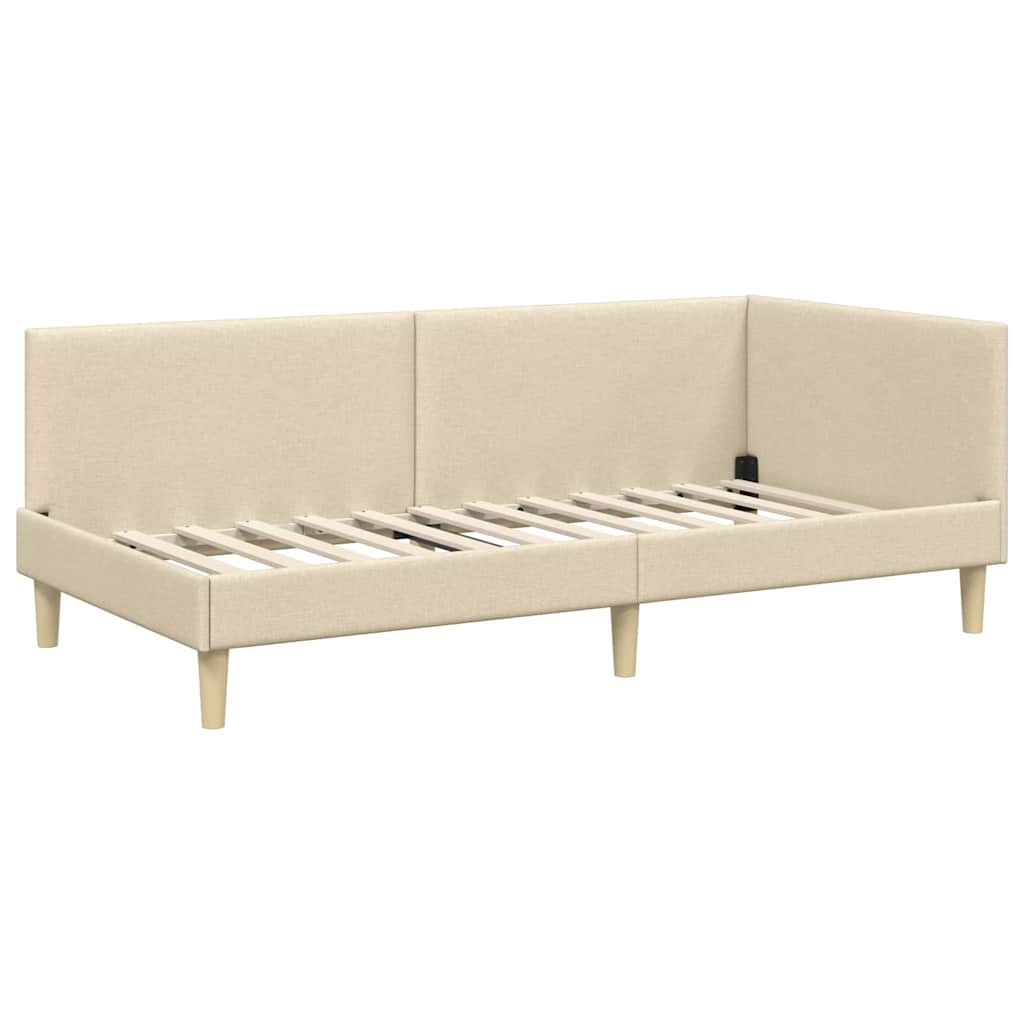 vidaXL Κρεβάτι Γωνίας Κρεμ 90 x 190 cm Ύφασμα