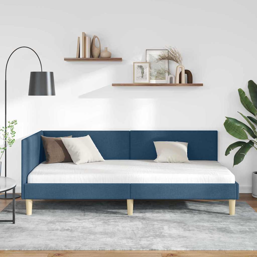 vidaXL Κρεβάτι Γωνίας Μπλε 90 x 190 cm Ύφασμα