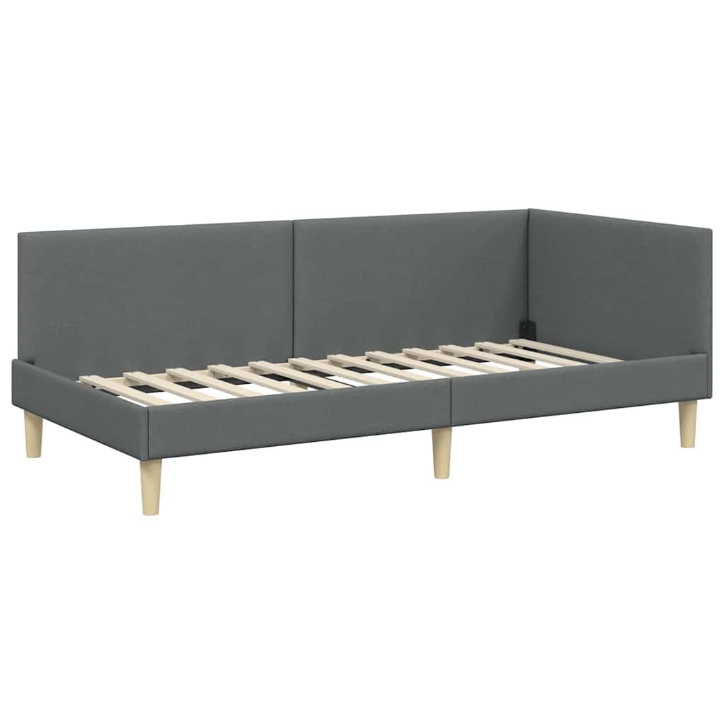 vidaXL Κρεβάτι Γωνίας Σκούρο Γκρι 90 x 200 cm Ύφασμα