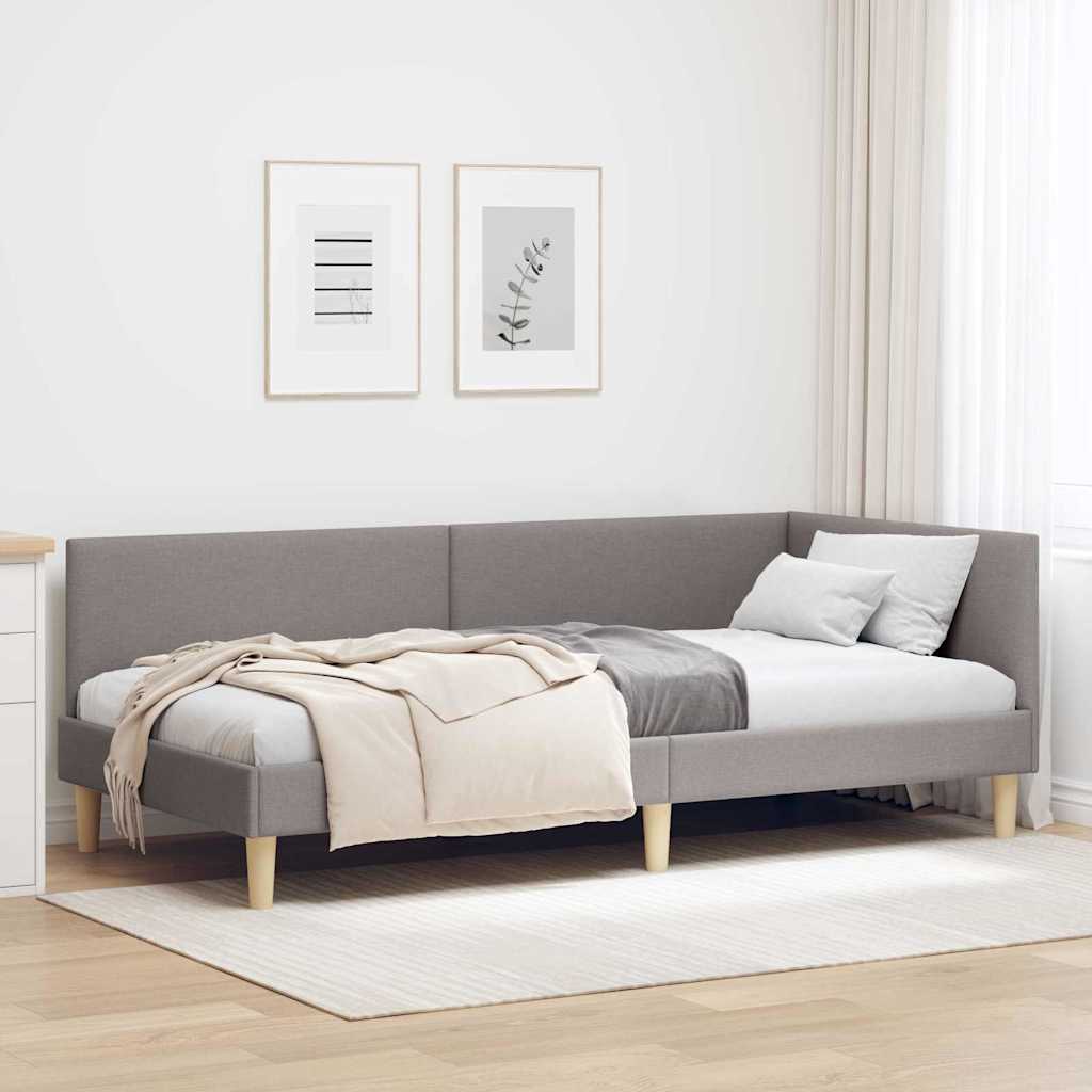 vidaXL Κρεβάτι Γωνίας Taupe 90 x 200 cm Ύφασμα