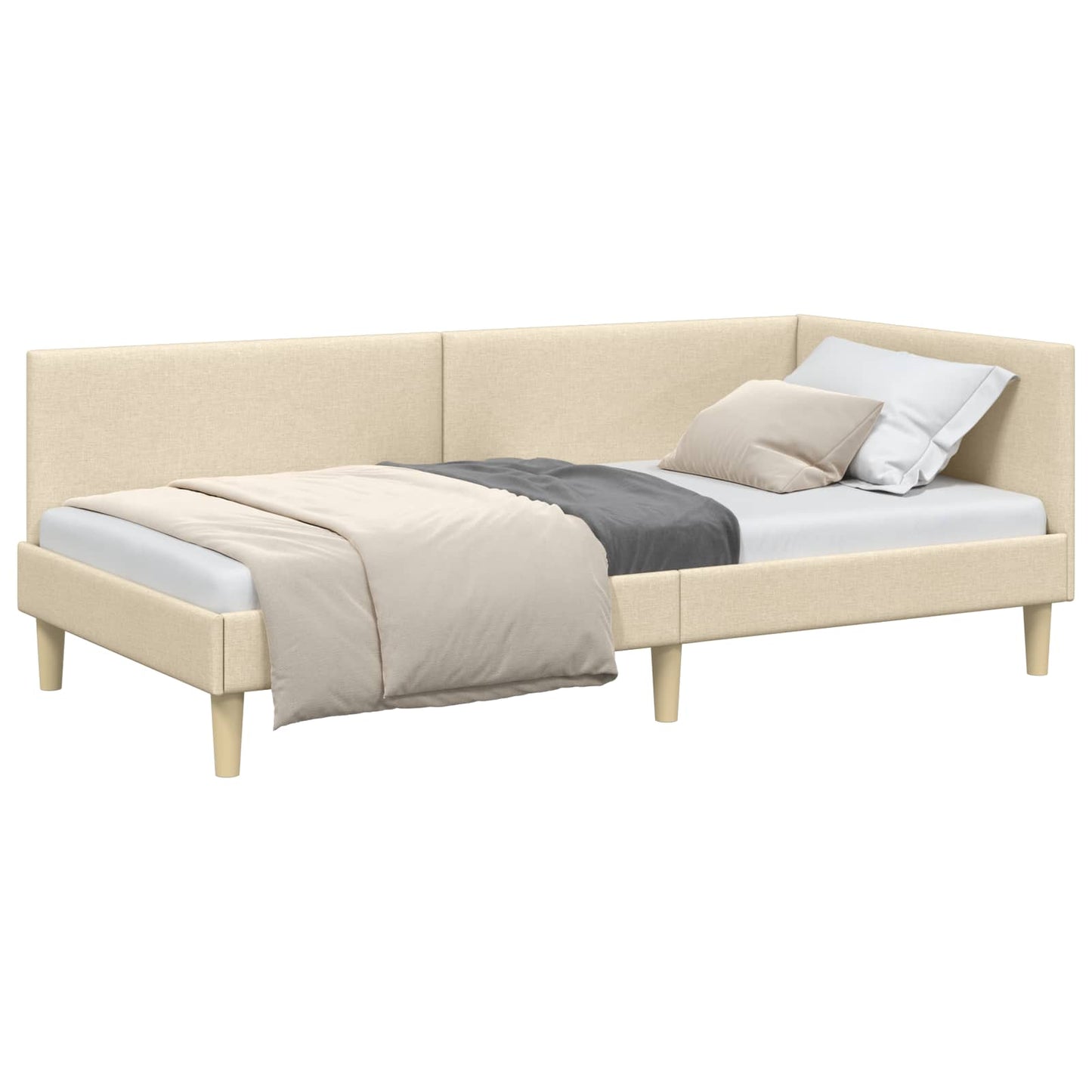 vidaXL Κρεβάτι Γωνίας Κρεμ 90 x 200 cm Ύφασμα