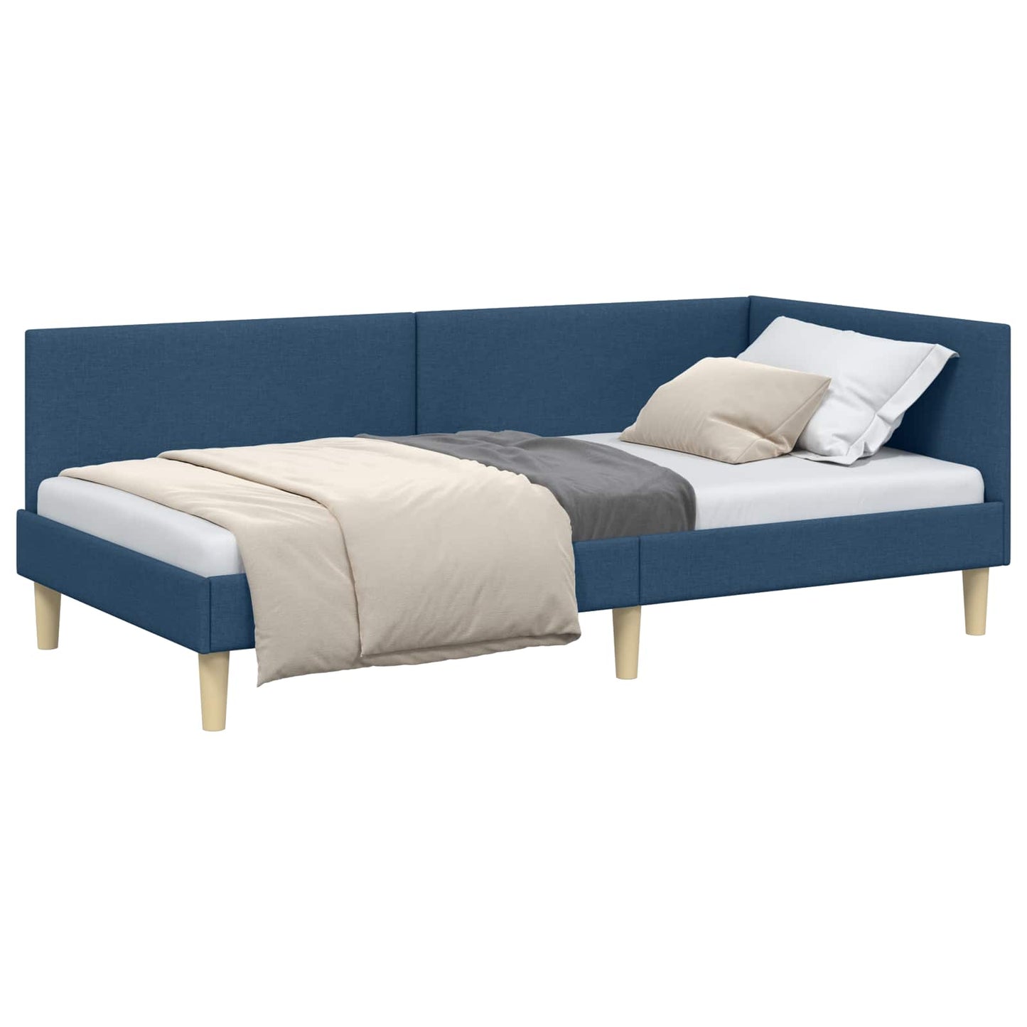 vidaXL Κρεβάτι Γωνίας Μπλε 90 x 200 cm Ύφασμα