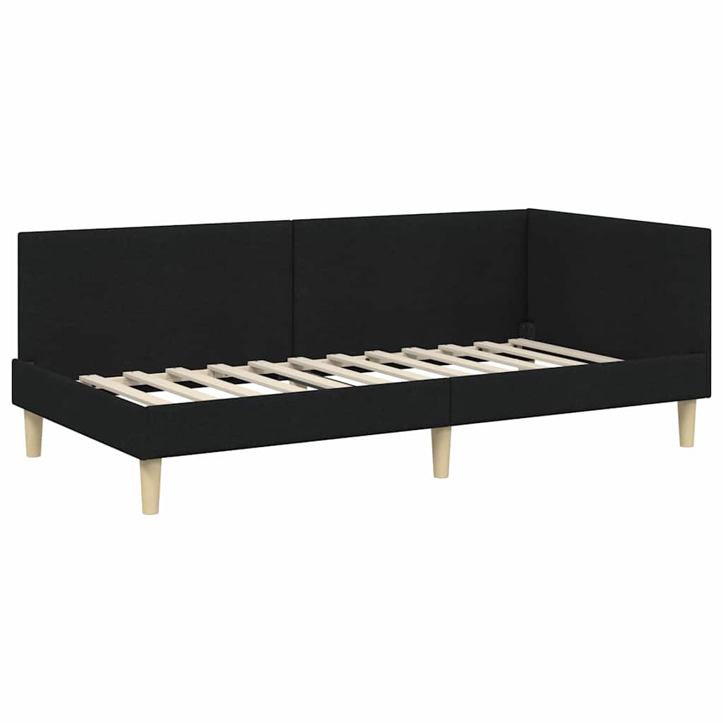 vidaXL Κρεβάτι Γωνίας Μαύρο 100 x 200 cm Ύφασμα