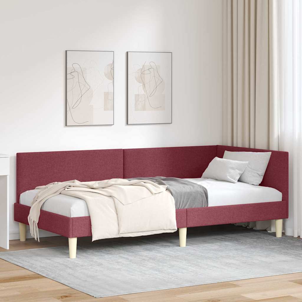 vidaXL Κρεβάτι Γωνίας Κόκκινο 100 x 200 cm Ύφασμα