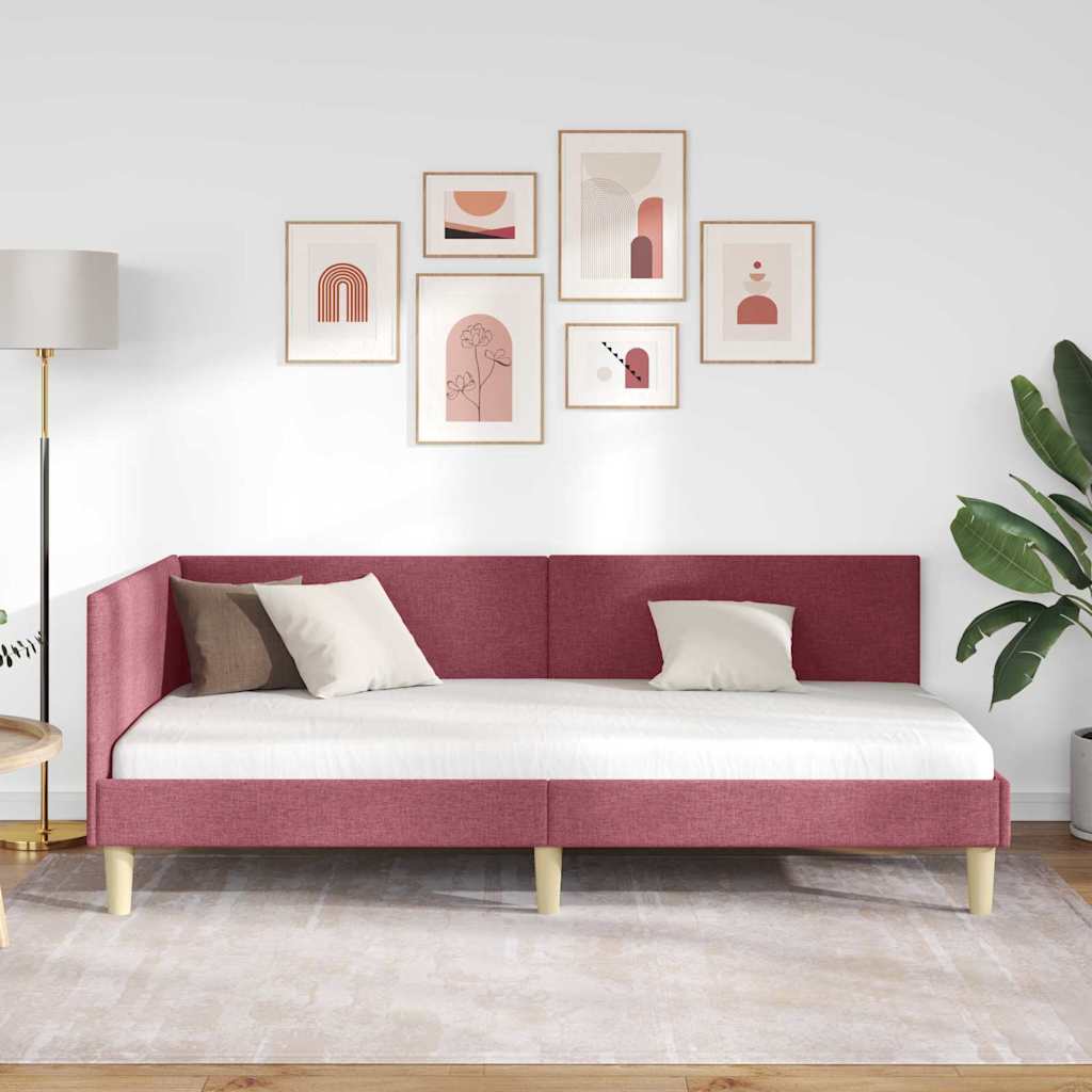 vidaXL Κρεβάτι Γωνίας Κόκκινο 100 x 200 cm Ύφασμα