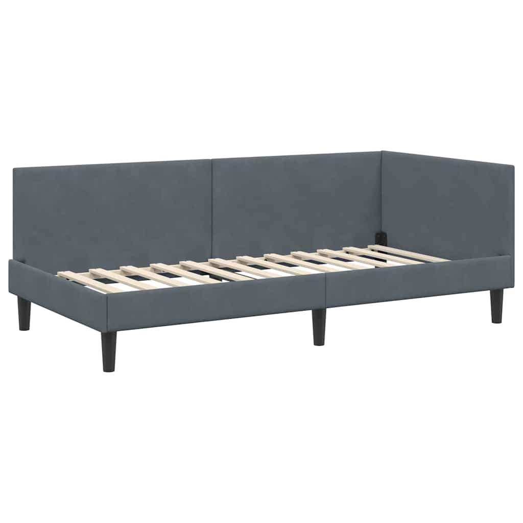 vidaXL Κρεβάτι Γωνίας Σκούρο Γκρι 80 x 200 cm Βελούδο