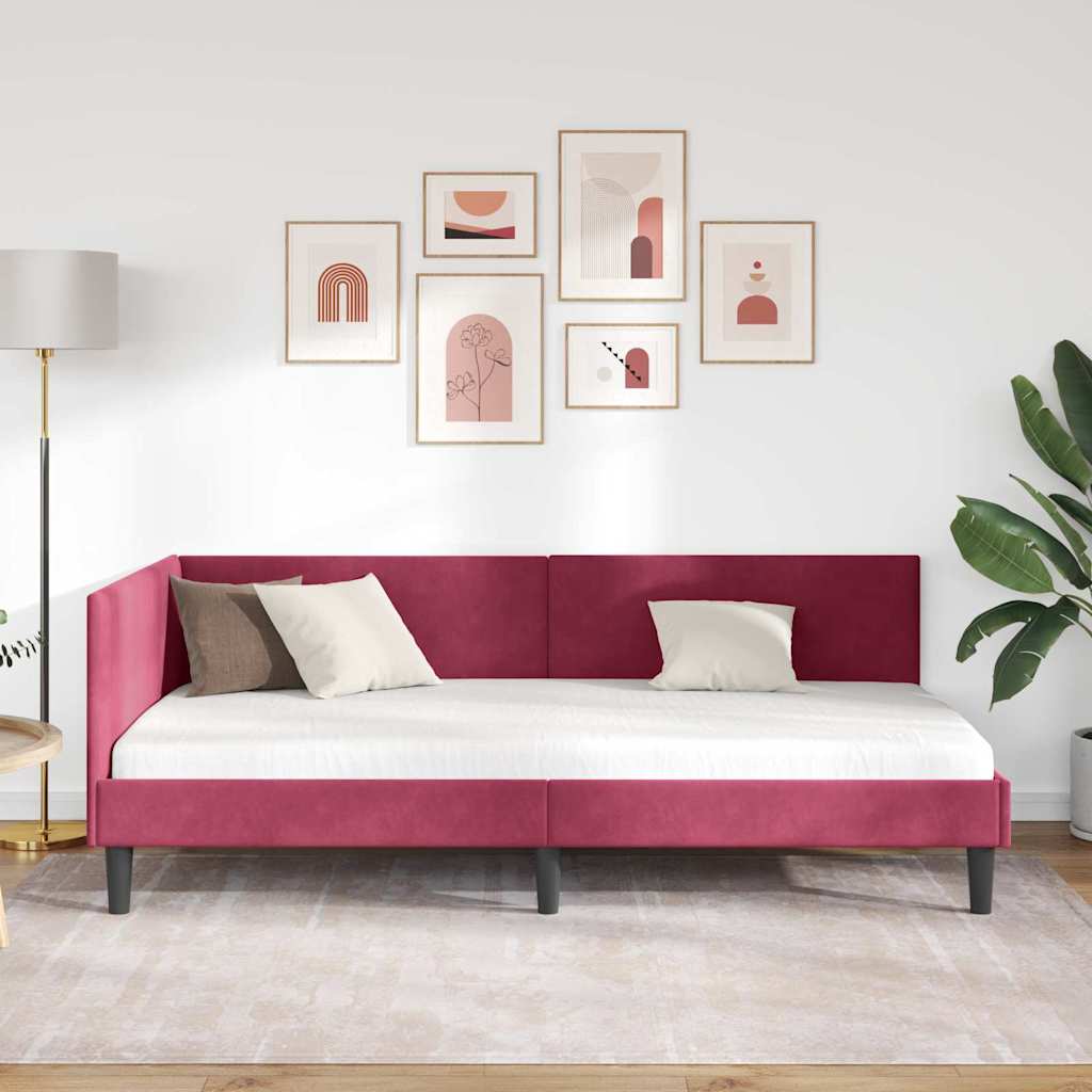 vidaXL Κρεβάτι Γωνίας Κόκκινο 80 x 200 cm Βελούδο