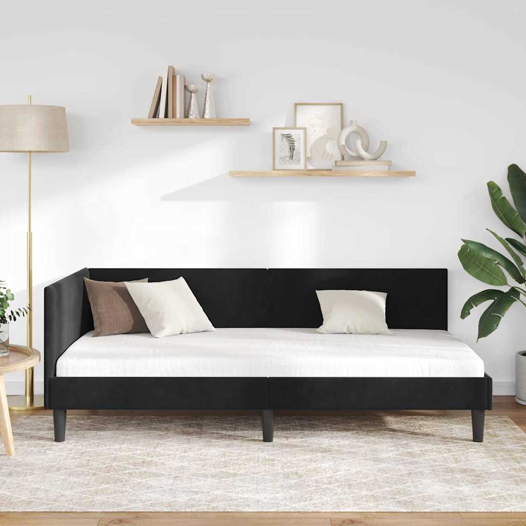 vidaXL Κρεβάτι Γωνίας Μαύρο 80 x 200 cm Βελούδο