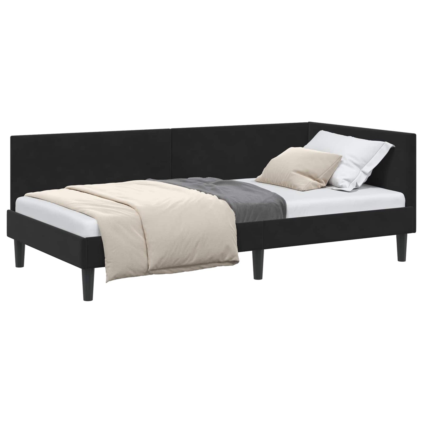 vidaXL Κρεβάτι Γωνίας Μαύρο 80 x 200 cm Βελούδο
