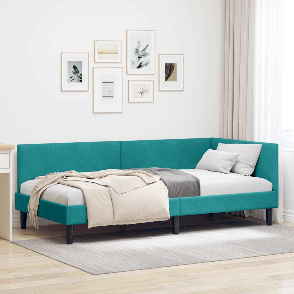vidaXL Κρεβάτι Γωνίας Τιρκουάζ 80 x 200 cm Βελούδο