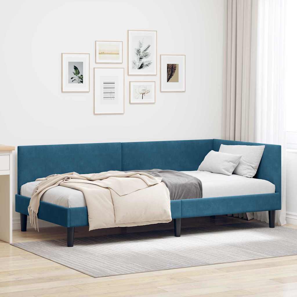 vidaXL Κρεβάτι Γωνίας Μπλε 90 x 190 cm Βελούδο