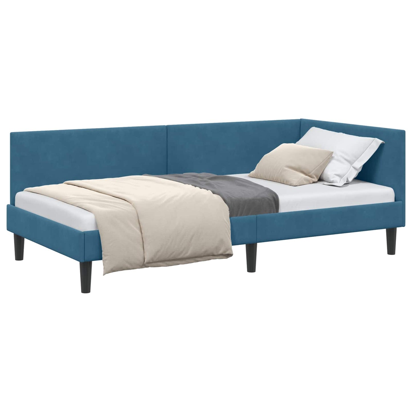vidaXL Κρεβάτι Γωνίας Μπλε 90 x 190 cm Βελούδο
