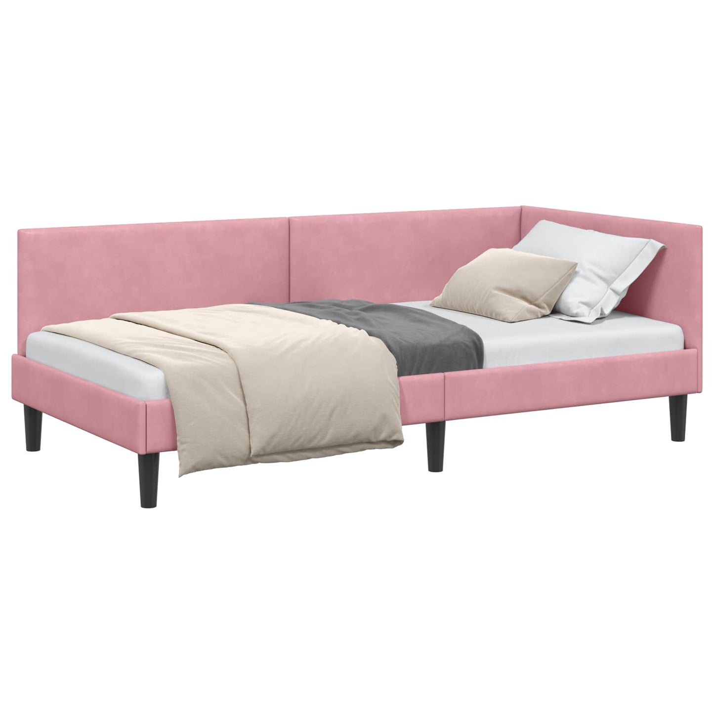 vidaXL Κρεβάτι Γωνίας Ροζ 90 x 190 cm Βελούδο