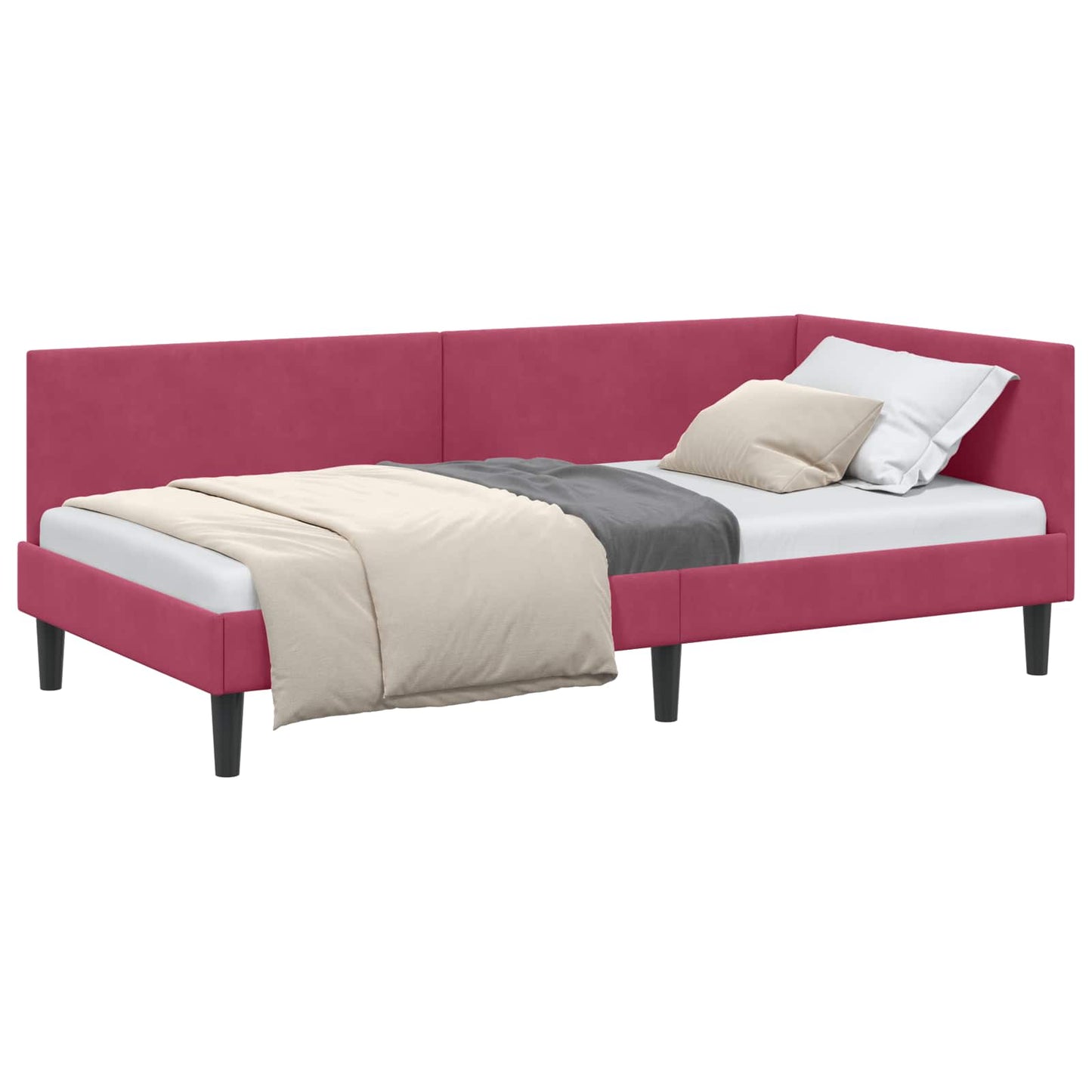vidaXL Κρεβάτι Γωνίας Κόκκινο 90 x 190 cm Βελούδο
