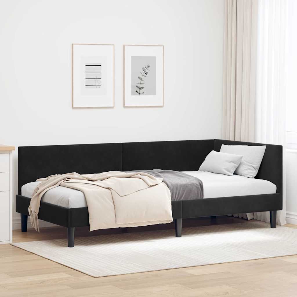vidaXL Κρεβάτι Γωνίας Μαύρο 90 x 190 cm Βελούδο