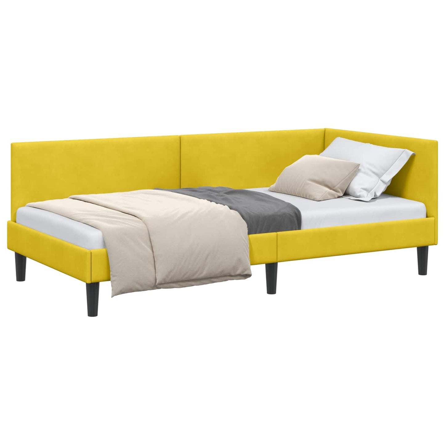 vidaXL Κρεβάτι Γωνίας Κίτρινο 90 x 190 cm Βελούδο