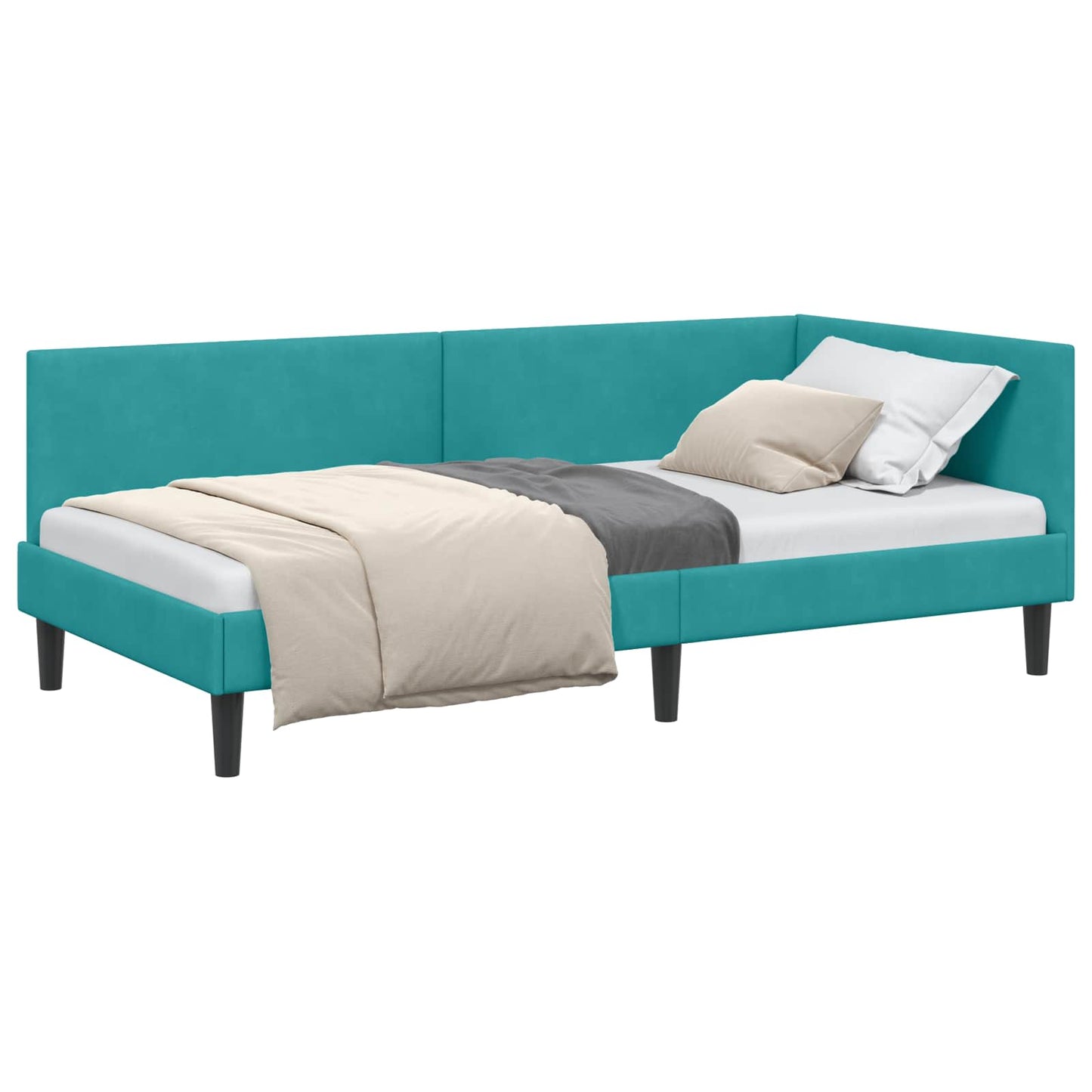 vidaXL Κρεβάτι Γωνίας Τιρκουάζ 90 x 200 cm Βελούδο