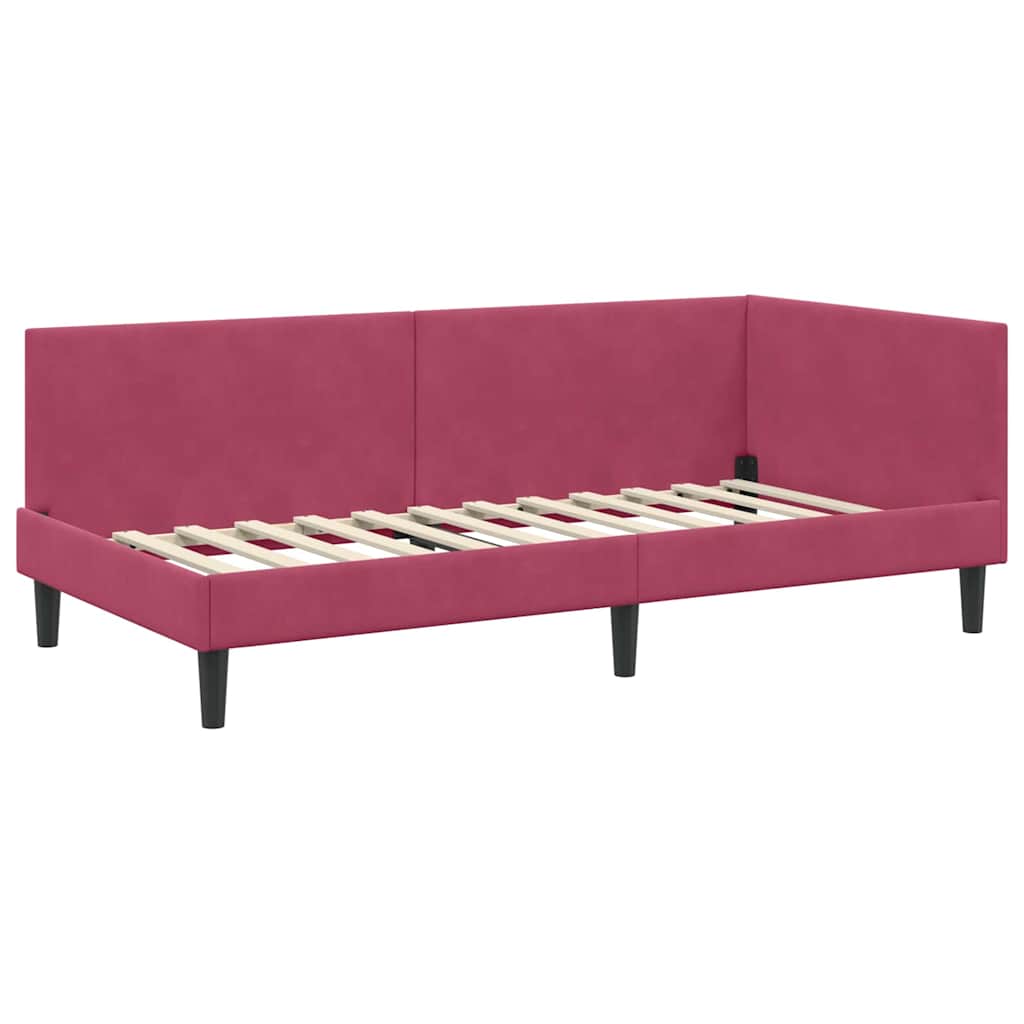 vidaXL Κρεβάτι Γωνίας Κόκκινο 100 x 200 cm Βελούδο