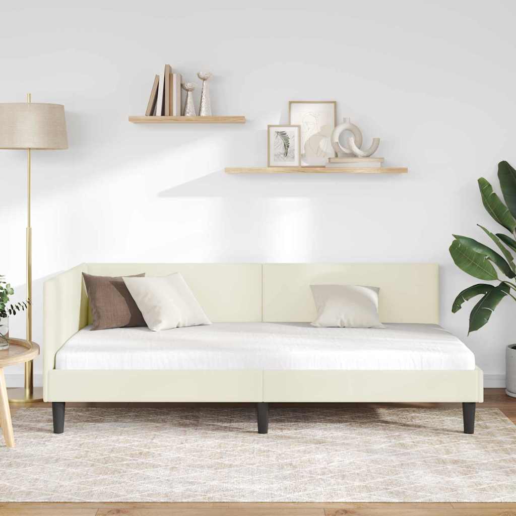 vidaXL Κρεβάτι Γωνίας Κρεμ 100 x 200 cm Βελούδο