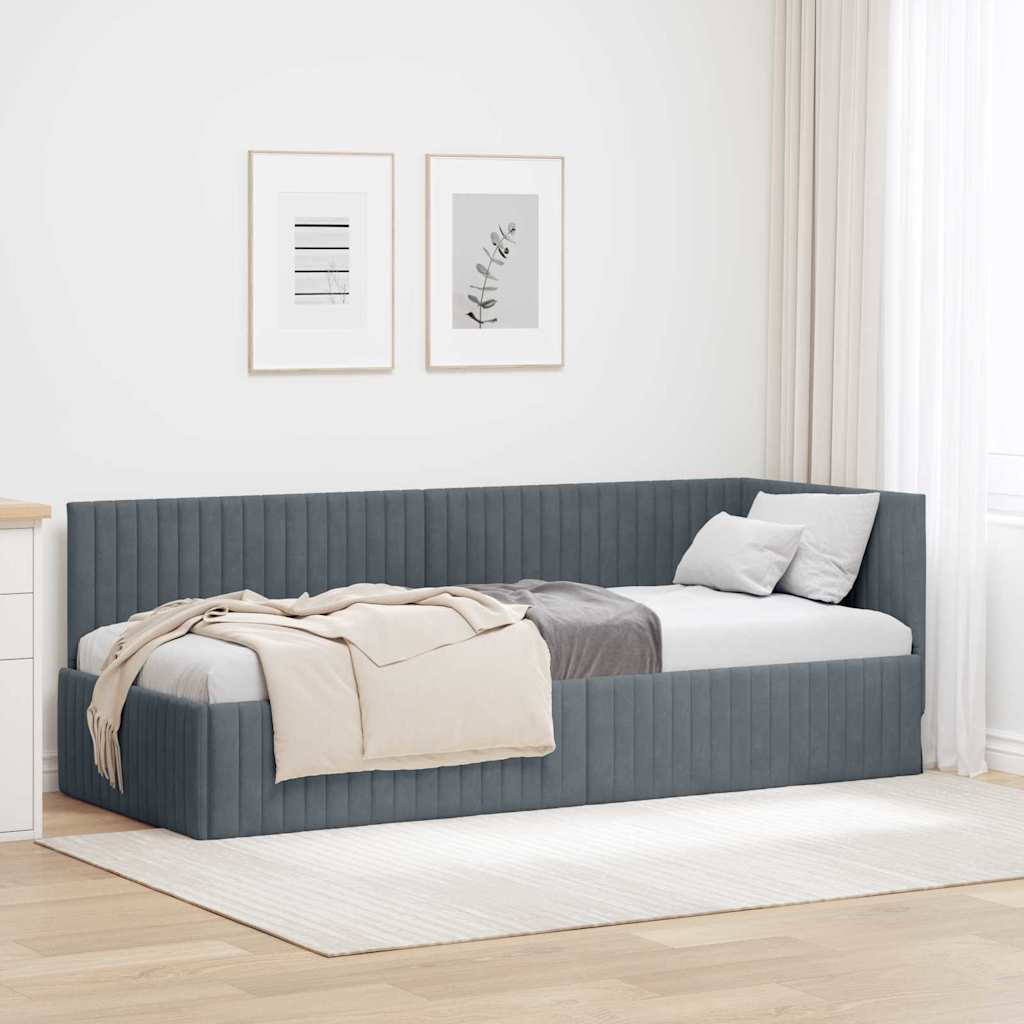 vidaXL Κρεβάτι Γωνίας Σκούρο Γκρι 80 x 200 cm Βελούδο