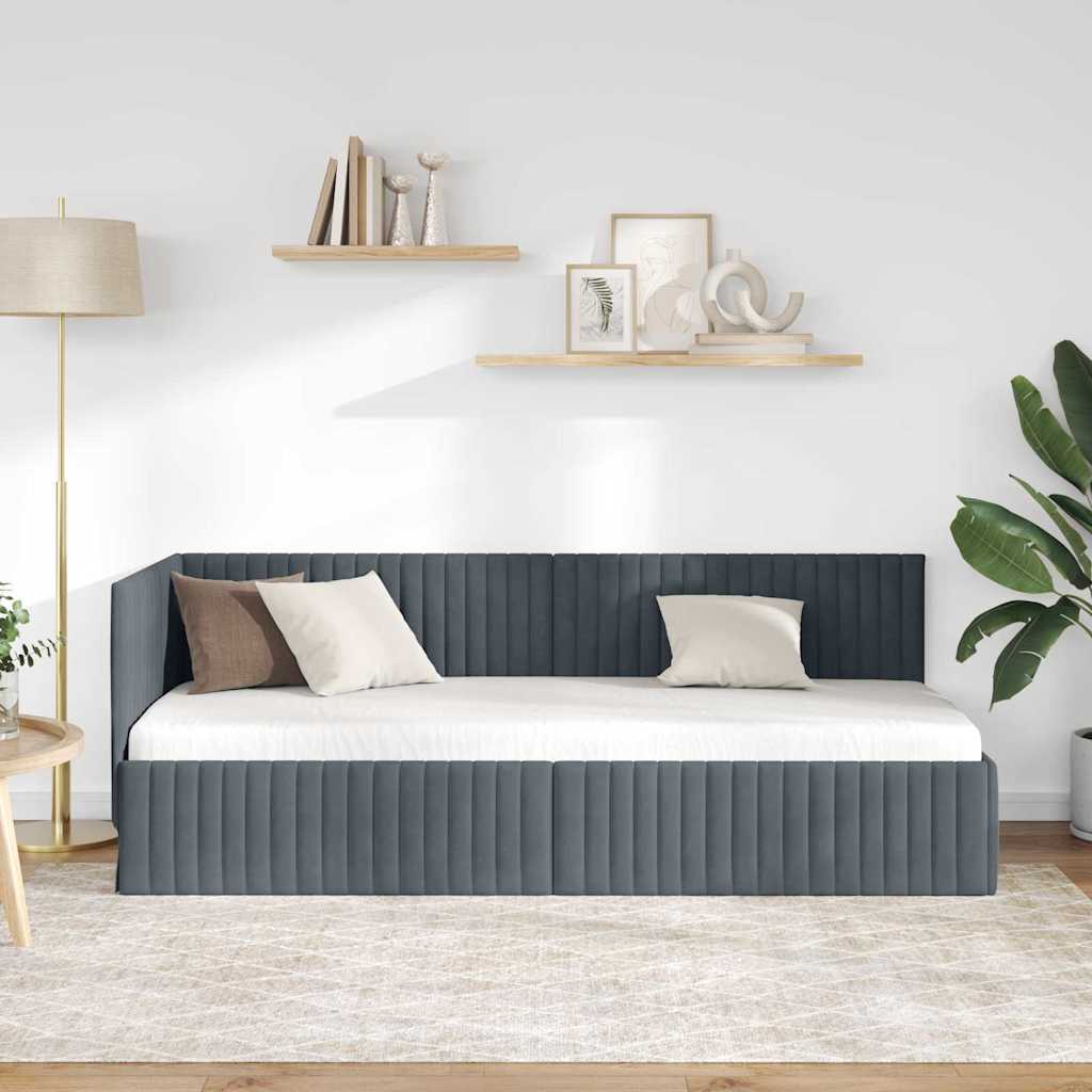 vidaXL Κρεβάτι Γωνίας Σκούρο Γκρι 80 x 200 cm Βελούδο