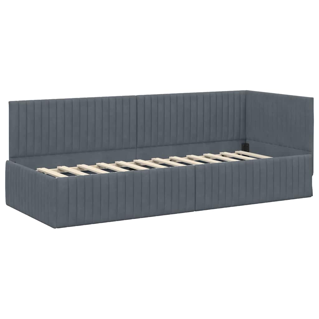 vidaXL Κρεβάτι Γωνίας Σκούρο Γκρι 80 x 200 cm Βελούδο