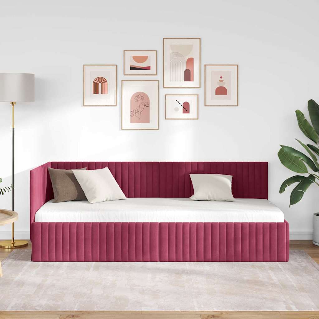 vidaXL Κρεβάτι Γωνίας Κόκκινο 80 x 200 cm Βελούδο