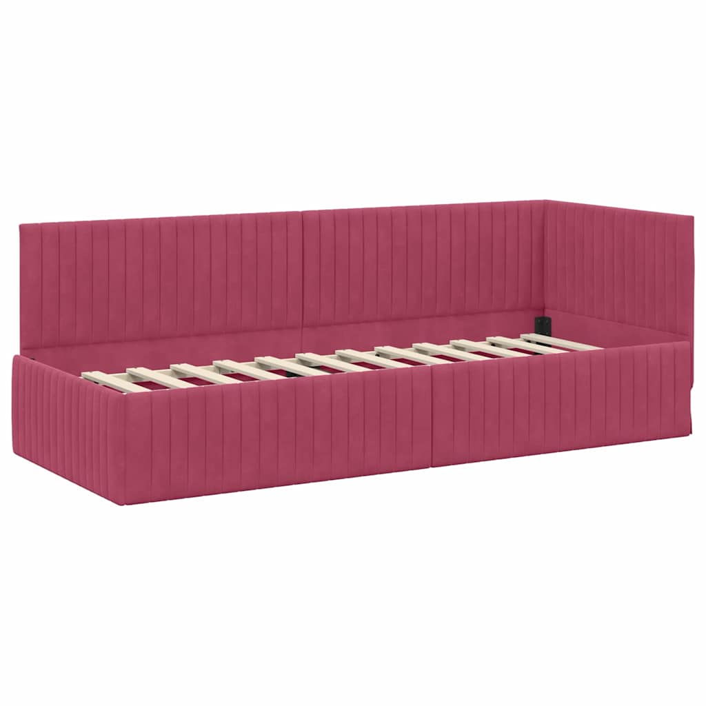 vidaXL Κρεβάτι Γωνίας Κόκκινο 80 x 200 cm Βελούδο