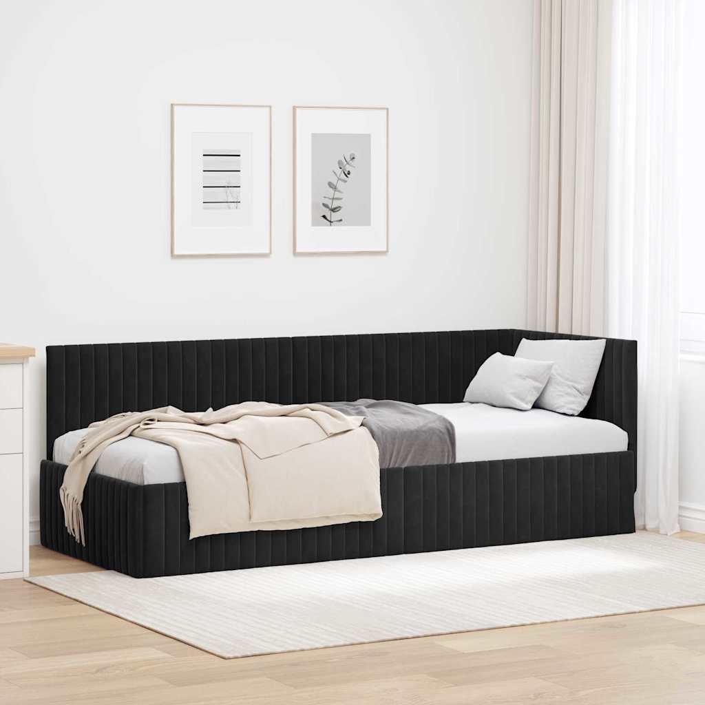 vidaXL Κρεβάτι Γωνίας Μαύρο 80 x 200 cm Βελούδο