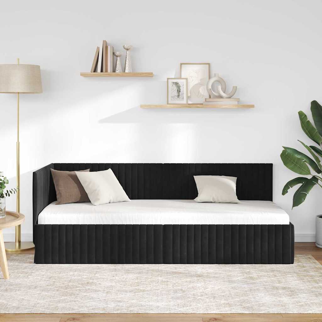 vidaXL Κρεβάτι Γωνίας Μαύρο 80 x 200 cm Βελούδο