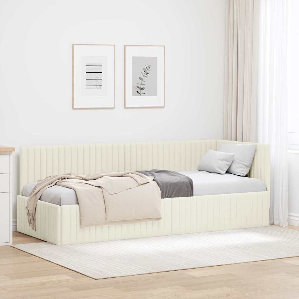 vidaXL Κρεβάτι Γωνίας Κρεμ 80 x 200 cm Βελούδο