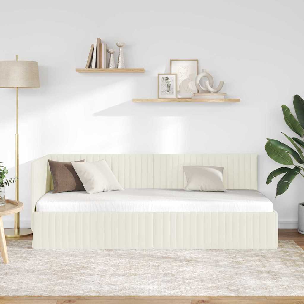 vidaXL Κρεβάτι Γωνίας Κρεμ 80 x 200 cm Βελούδο