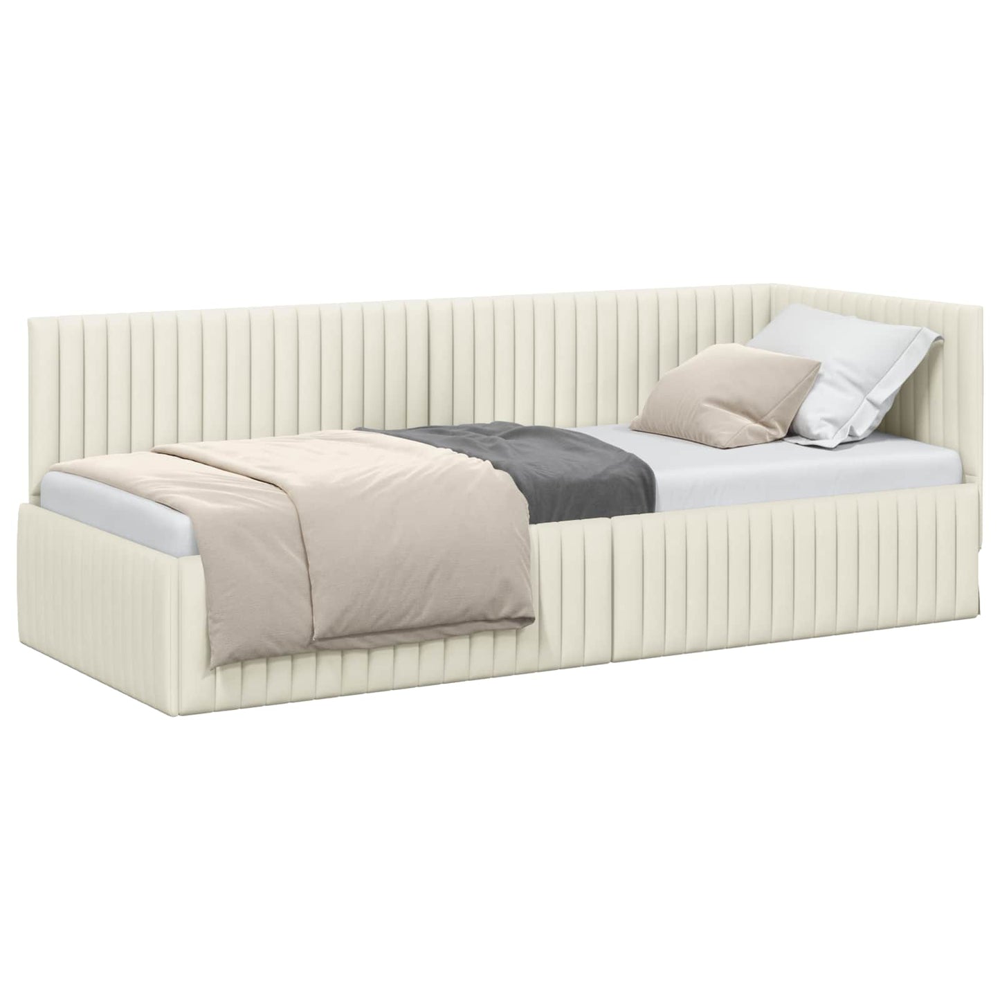 vidaXL Κρεβάτι Γωνίας Κρεμ 80 x 200 cm Βελούδο