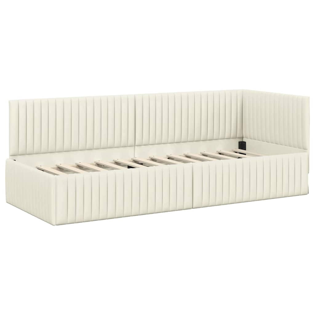 vidaXL Κρεβάτι Γωνίας Κρεμ 80 x 200 cm Βελούδο