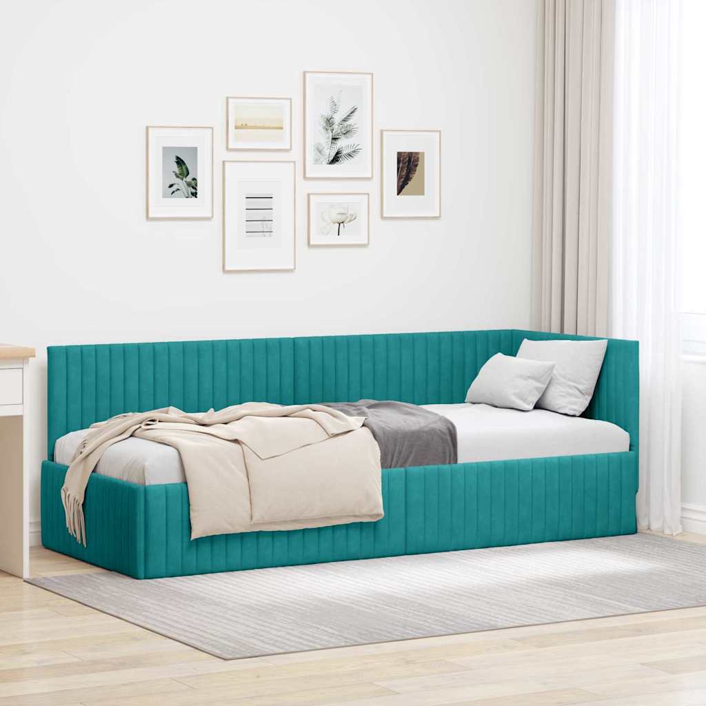 vidaXL Κρεβάτι Γωνίας Τιρκουάζ 80 x 200 cm Βελούδο